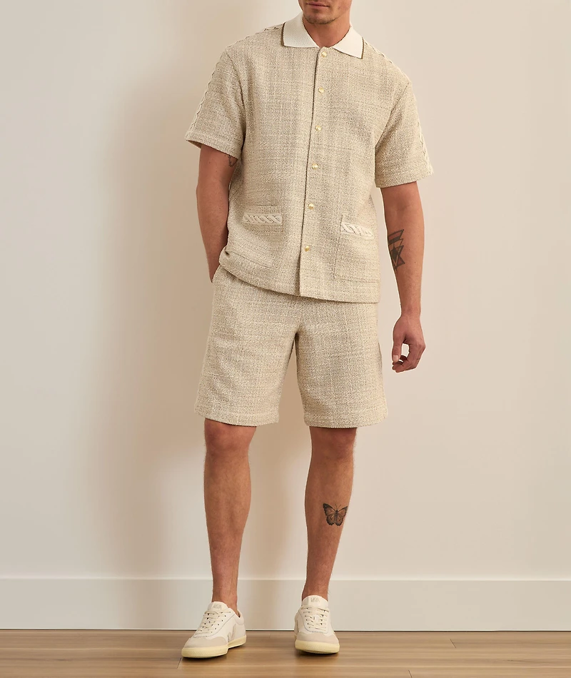 Lace-Trim Tweed Shorts