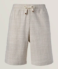 Lace-Trim Tweed Shorts