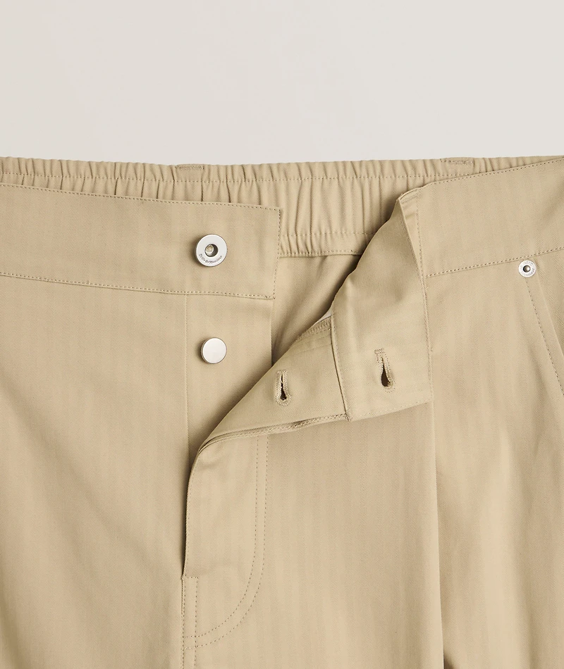 Cropped Cotton Twill Cargo Pants