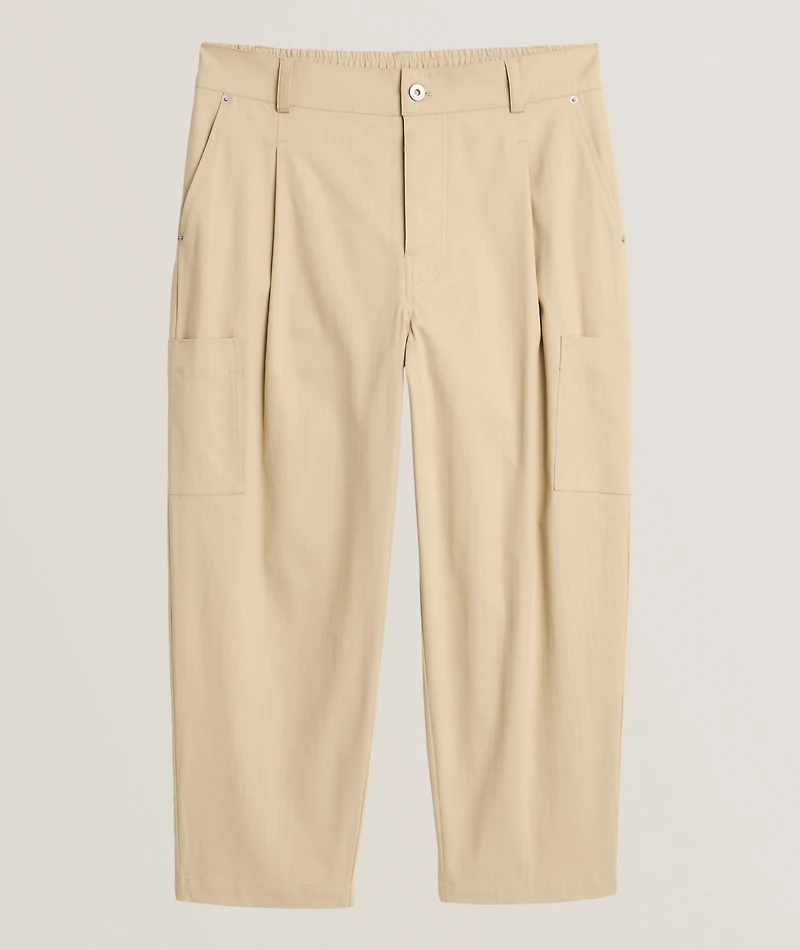 Cropped Cotton Twill Cargo Pants