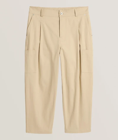 Cropped Cotton Twill Cargo Pants