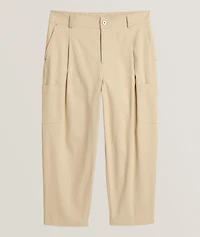 Cropped Cotton Twill Cargo Pants