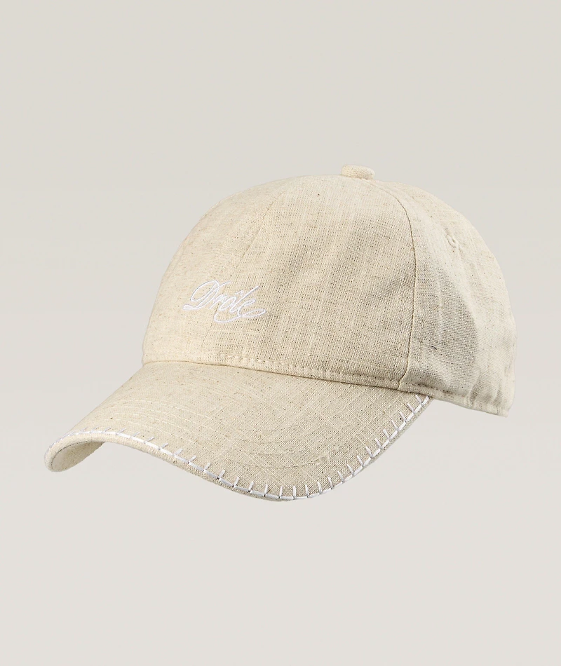 Embroidered Logo Linen-Cotton Baseball Cap
