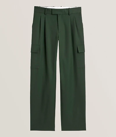 Wool-Blend Pleated Cargo Pants
