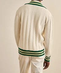 Striped Cable-Knit Zipper Sweater