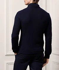Honeycomb Silk-Cotton Knit Zipper Cardigan