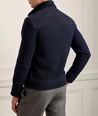 Cashmere & Suede Buttoned Cardigan