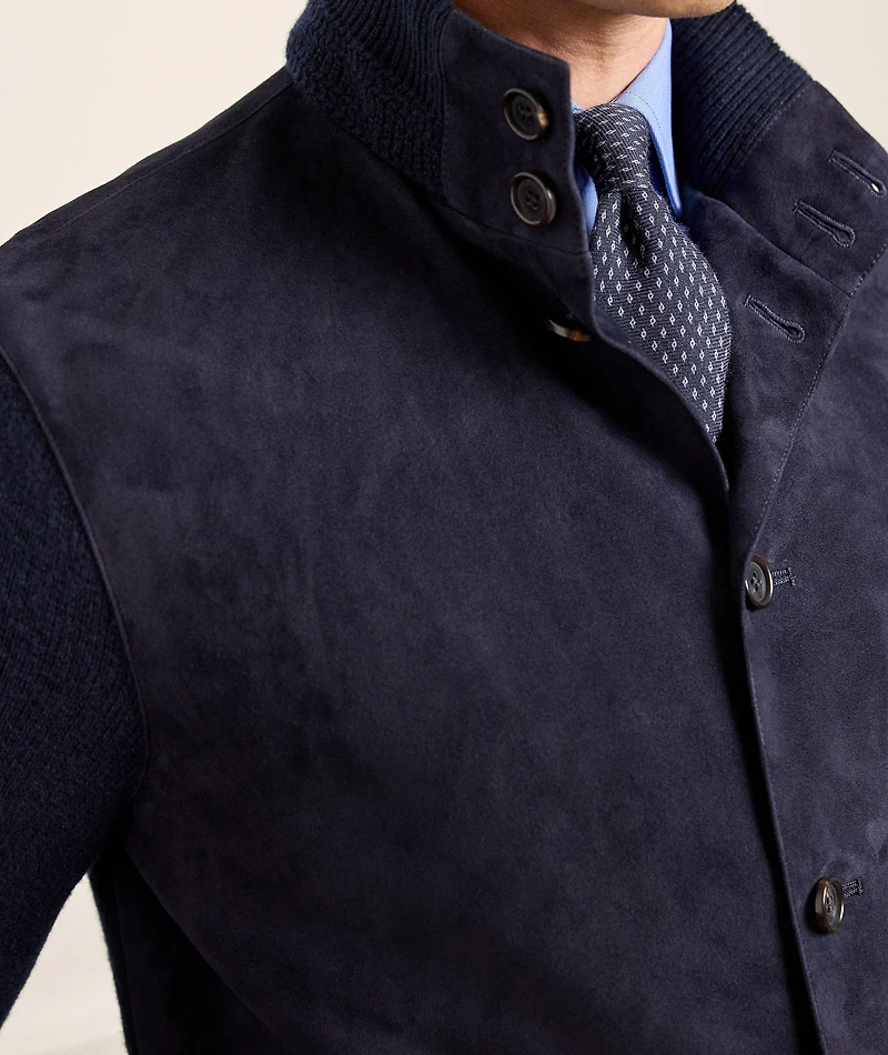 Cashmere & Suede Buttoned Cardigan