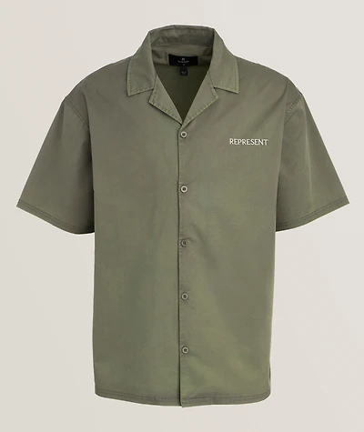 Logo Stretch Cotton-Blend Camp Shirt