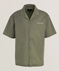 Logo Stretch Cotton-Blend Camp Shirt