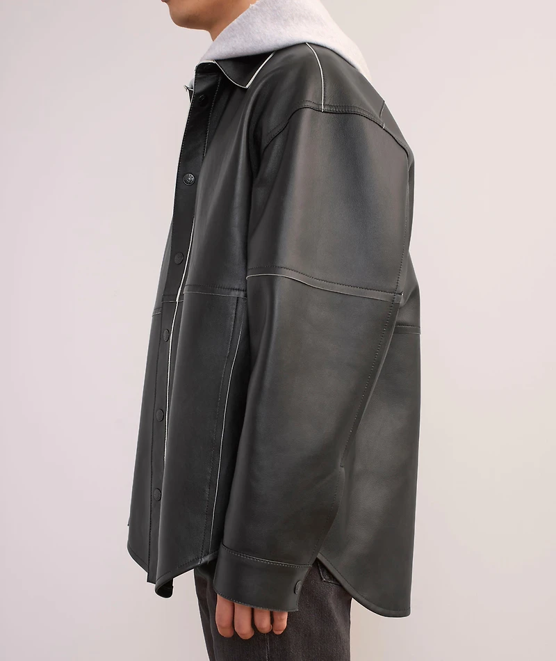 Leather Piping Overshirt