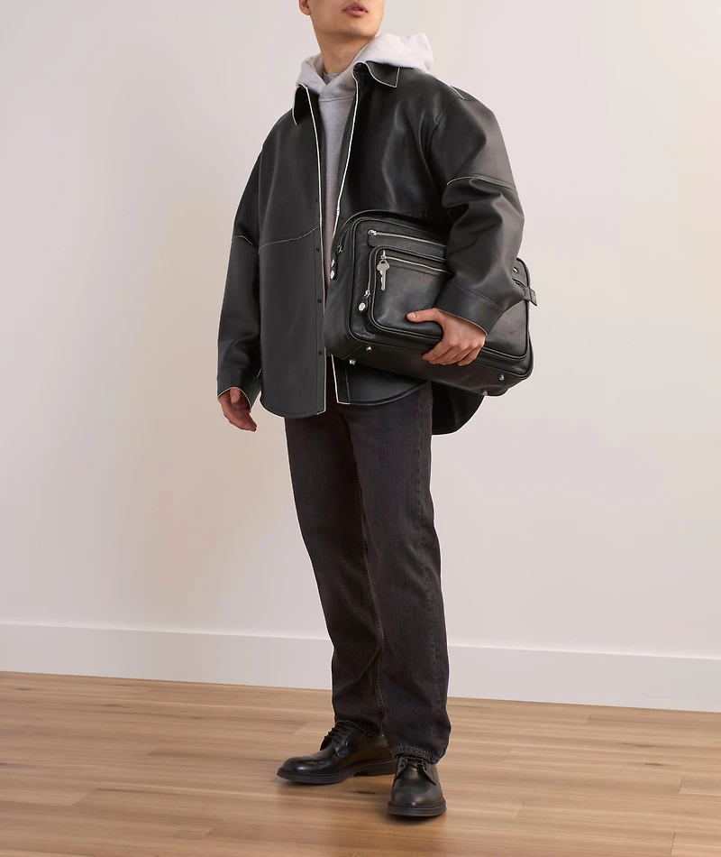 Leather Piping Overshirt
