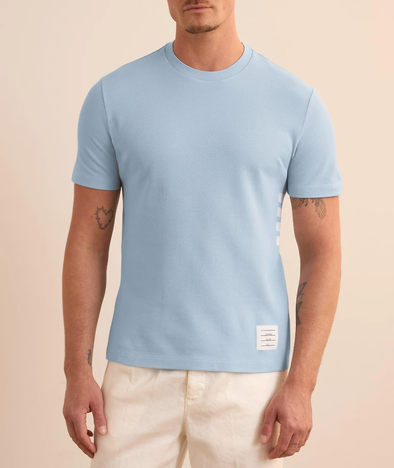 Four-Bar Piqué Knit T-Shirt