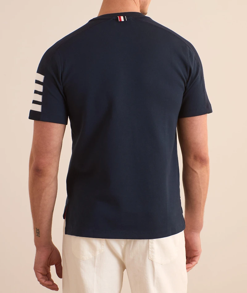 Four-Bar Cotton Knit T-Shirt