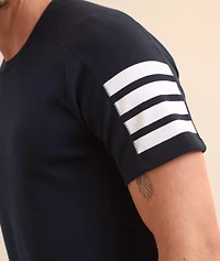 Four-Bar Cotton Knit T-Shirt