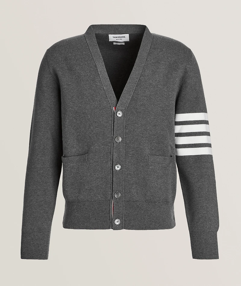 4-Bar Milano Stitch Cotton Cardigan