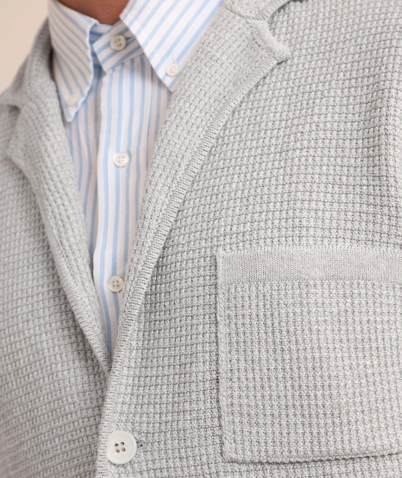 Waffle-Knit Linen-Blend 4-Bar Cardigan