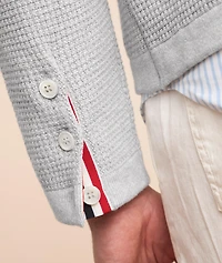 Waffle-Knit Linen-Blend 4-Bar Cardigan