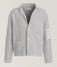 Waffle-Knit Linen-Blend 4-Bar Cardigan