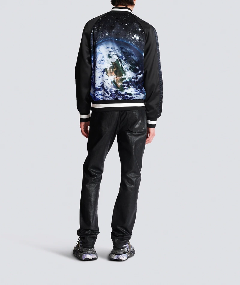 Earth & Stars Print Bomber Jacket