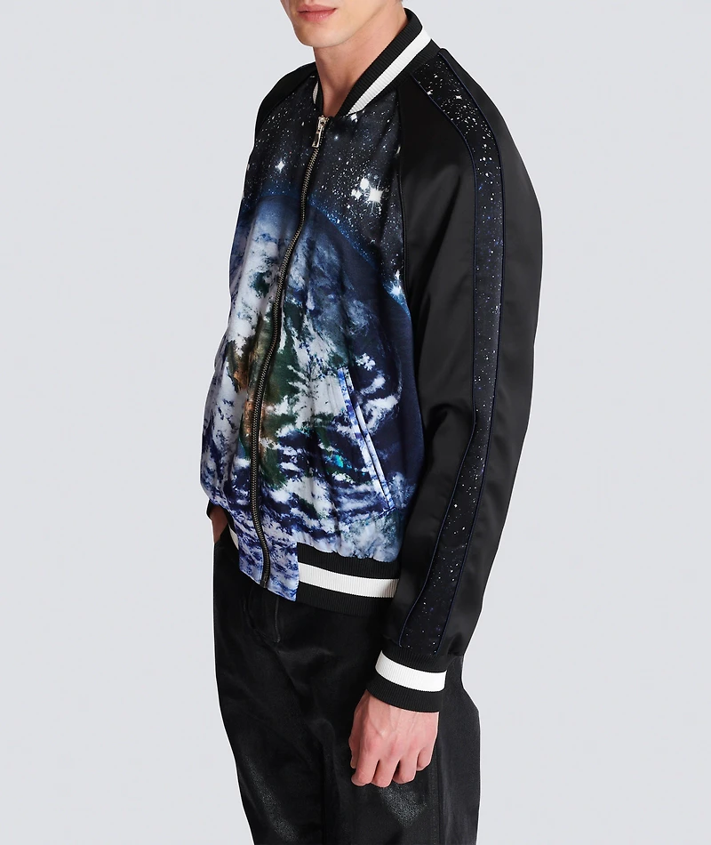 Earth & Stars Print Bomber Jacket