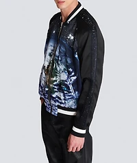 Earth & Stars Print Bomber Jacket