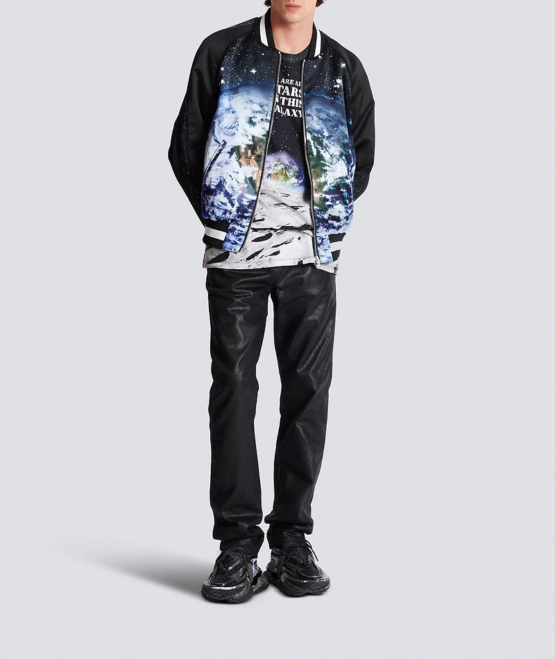 Earth & Stars Print Bomber Jacket