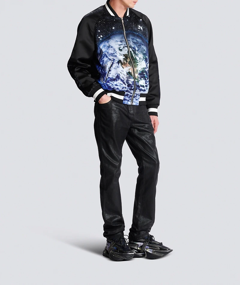 Earth & Stars Print Bomber Jacket