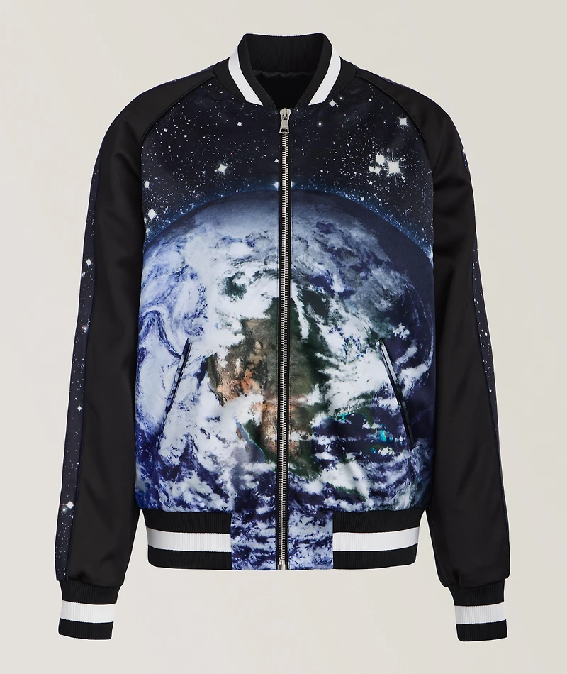 Earth & Stars Print Bomber Jacket
