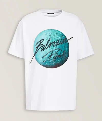 Planet-Print Cotton Crewneck T-Shirt