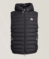 Bourget Text Down Hooded Puffer Vest