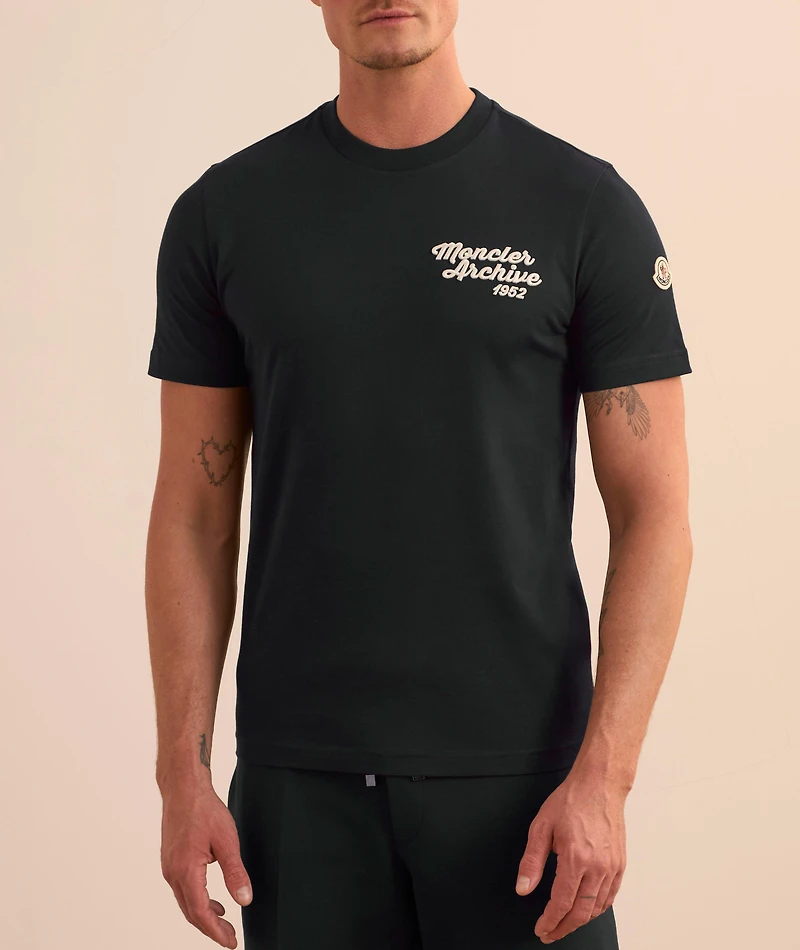 Embroidered Cursive Logo Cotton T-Shirt