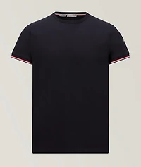 Tricolour-Trimmed Stretch-Cotton T-Shirt