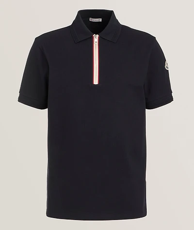 Tricolour Trim Quarter-Zip Cotton Piqué Polo