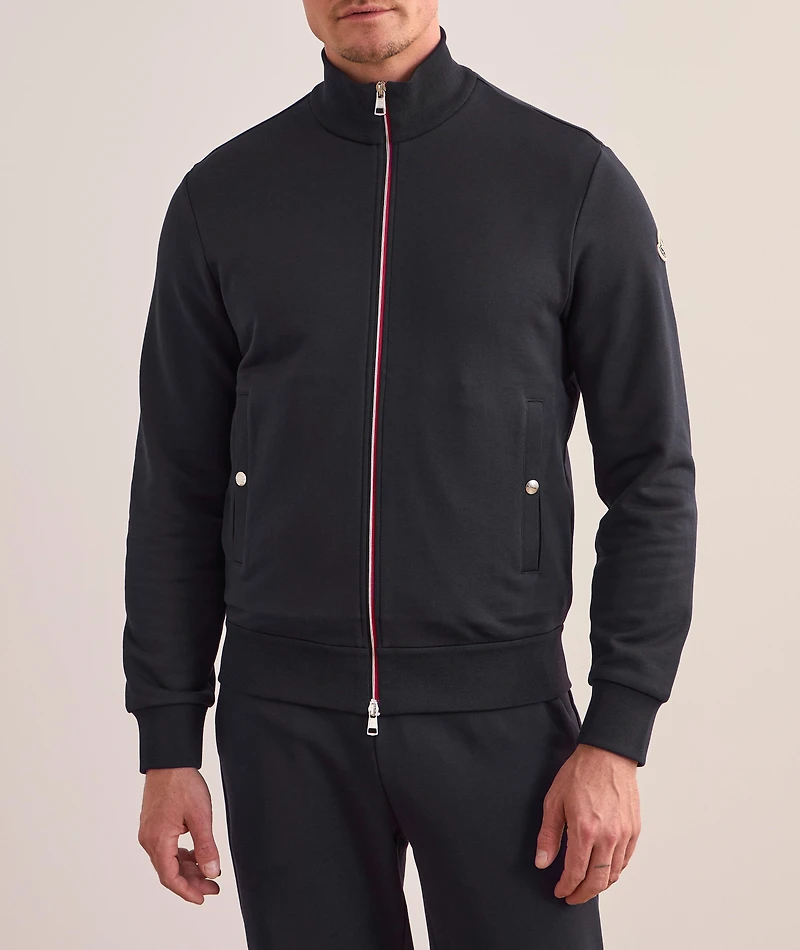 Tricolour-Trimmed Cotton Zip-Up Sweatshirt