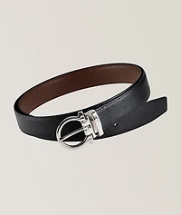 Adjustable & Reversible Gancini Leather Belt