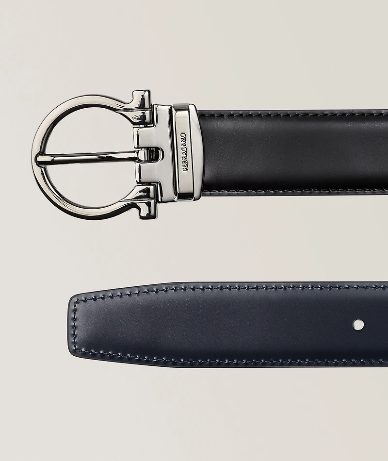 Reversible Gancini Leather Belt 