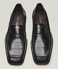 Brian Croc-Embossed Leather Loafers