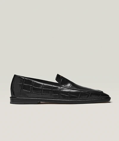 Brian Croc-Embossed Leather Loafers