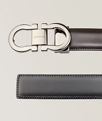 Reversible Double Gancini Leather Belt 