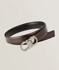 Reversible Double Gancini Leather Belt 