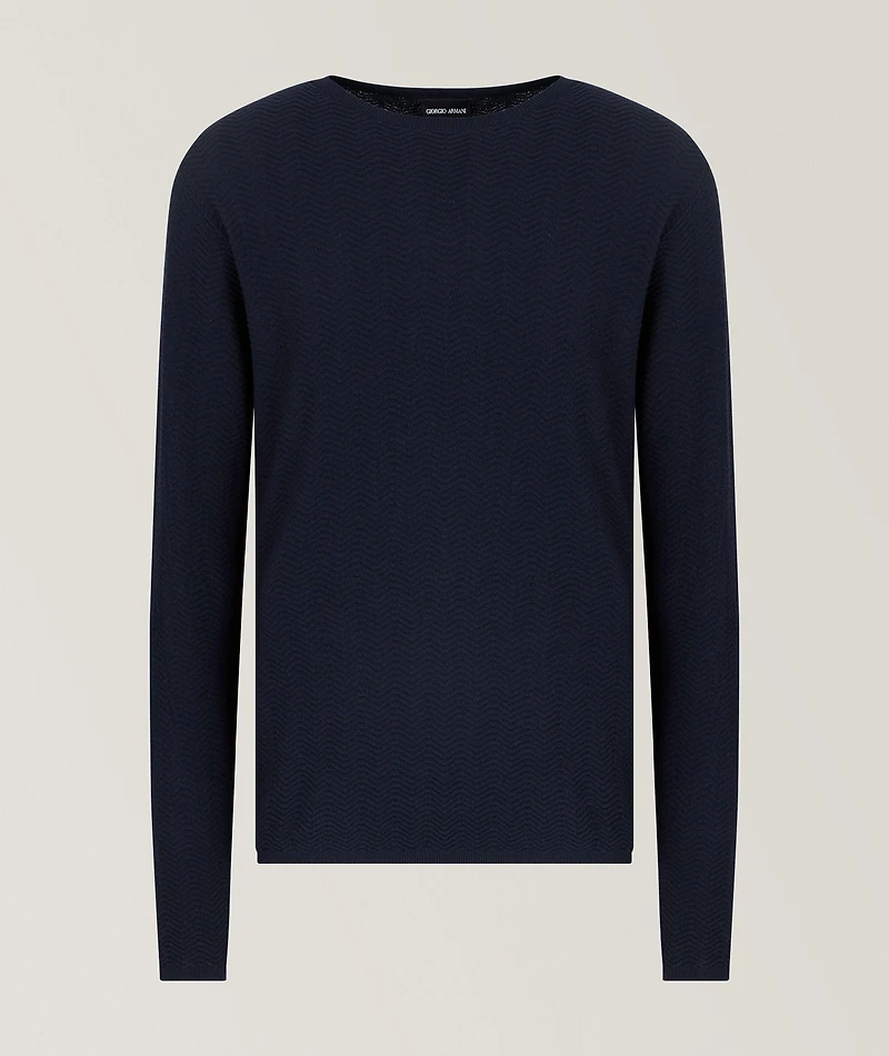 Chevron Wool-Blend Crewneck Sweater