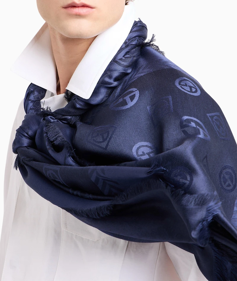 Monogram Jacquard Wool-Silk Scarf