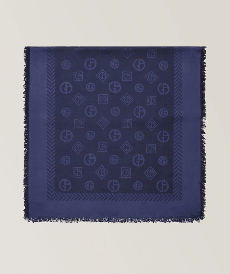 Monogram Jacquard Wool-Silk Scarf