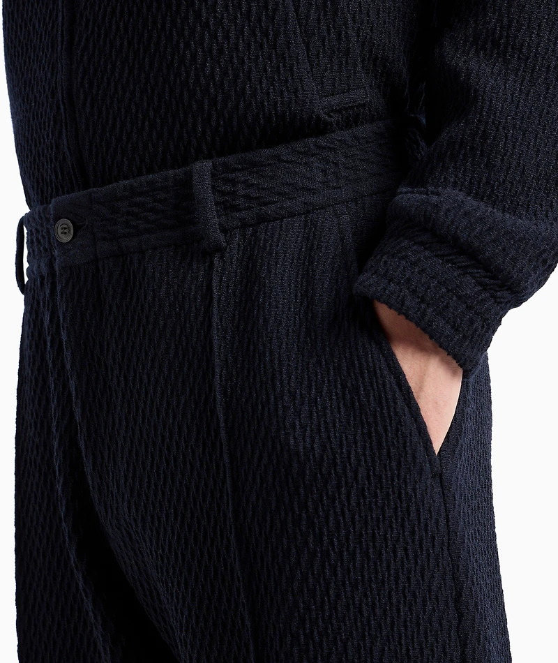 Pleated Stretch Seersucker Trousers