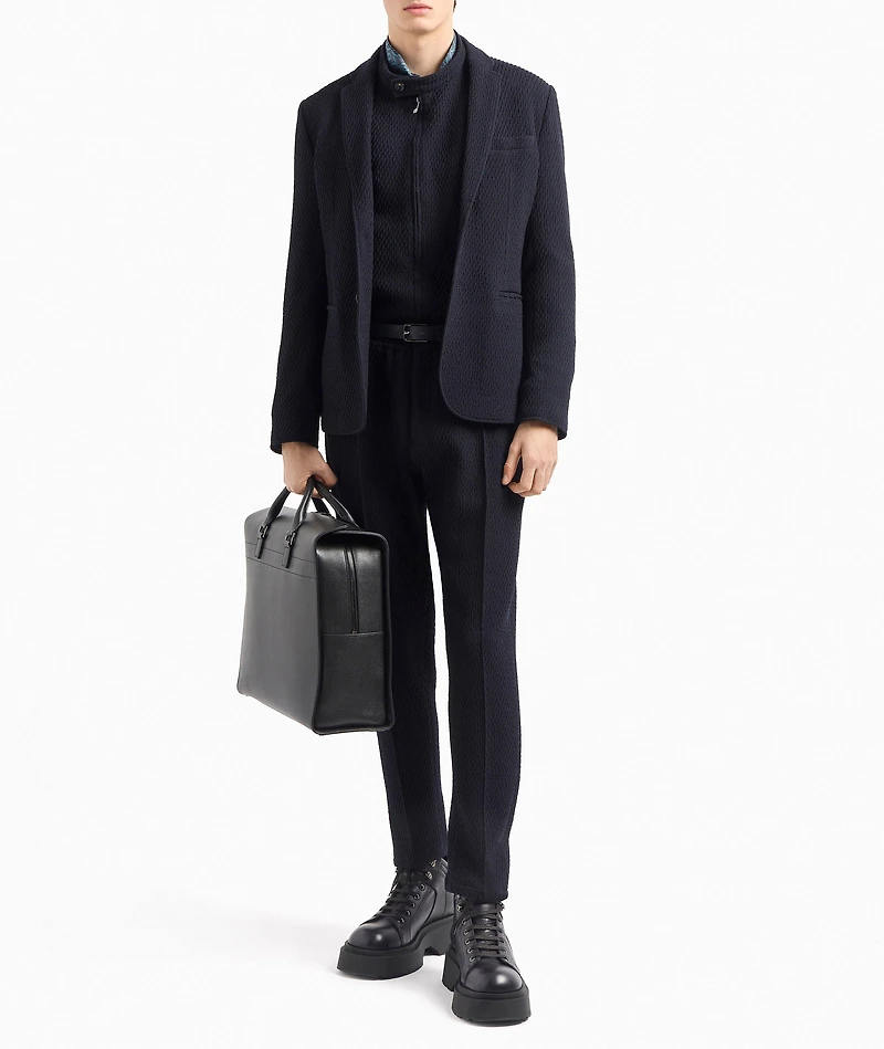 Pleated Stretch Seersucker Trousers