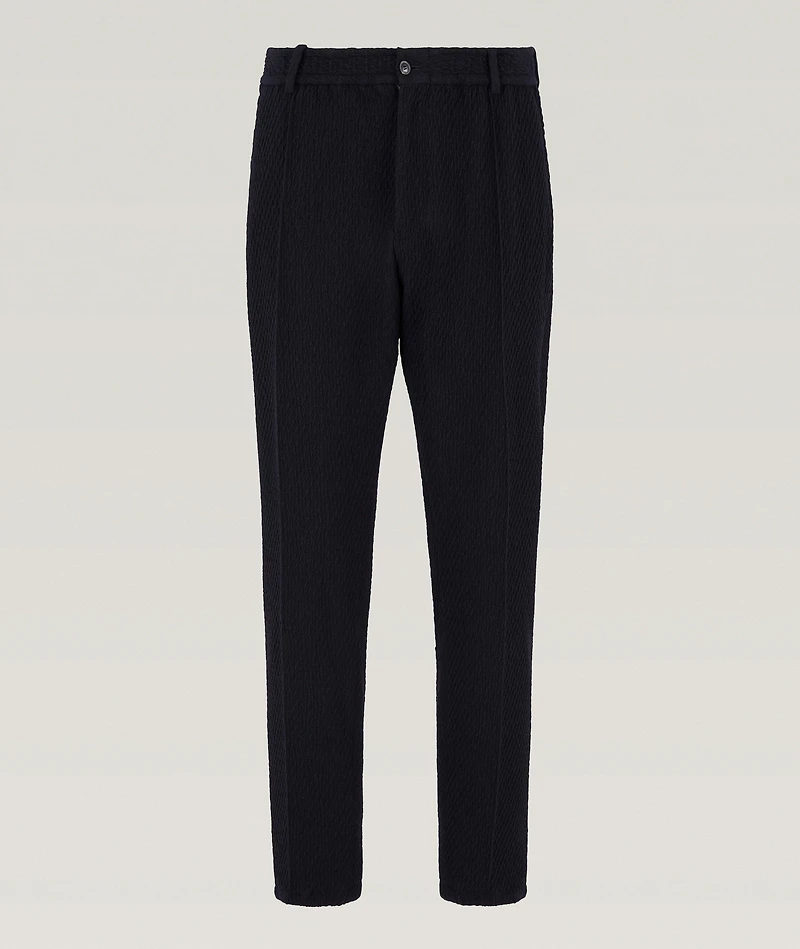 Pleated Stretch Seersucker Trousers