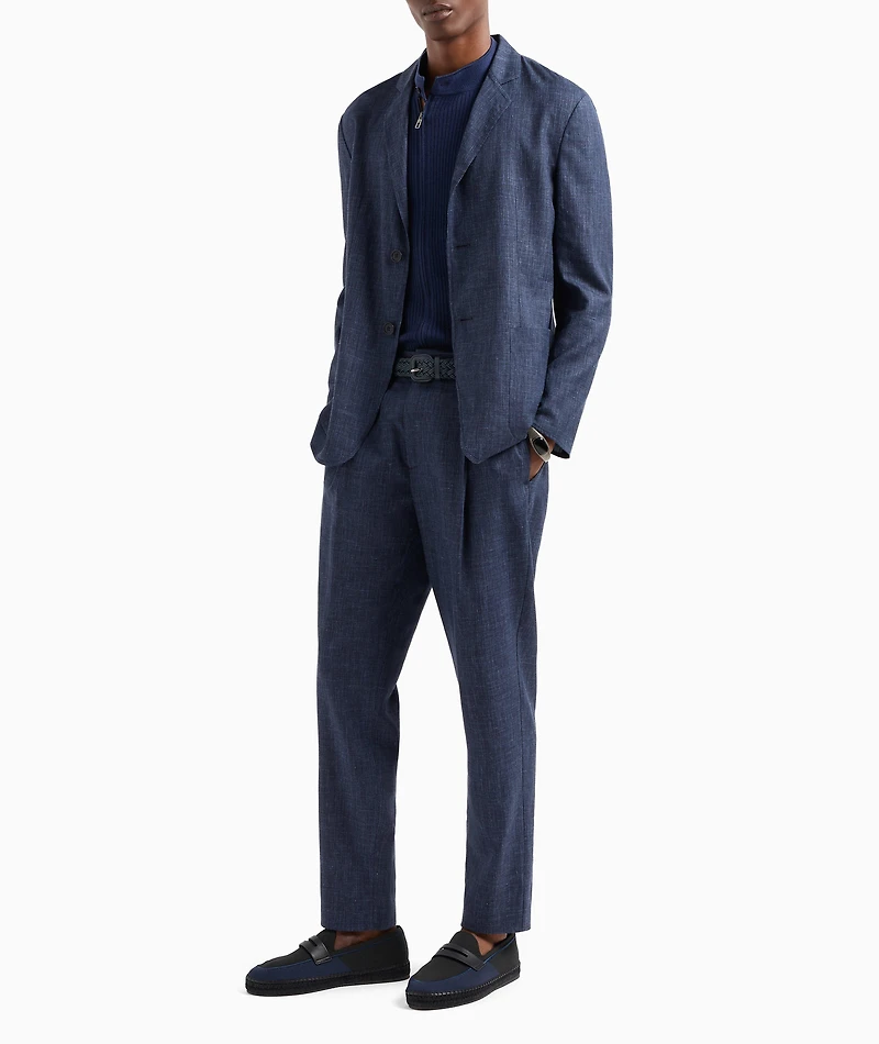 Wool-Silk Canvas Single-Breasted Sport Jacket