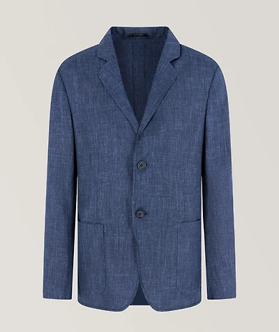 Wool-Silk Canvas Single-Breasted Sport Jacket