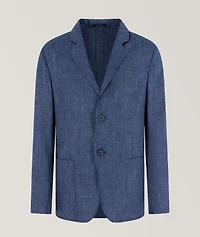 Wool-Silk Canvas Single-Breasted Sport Jacket